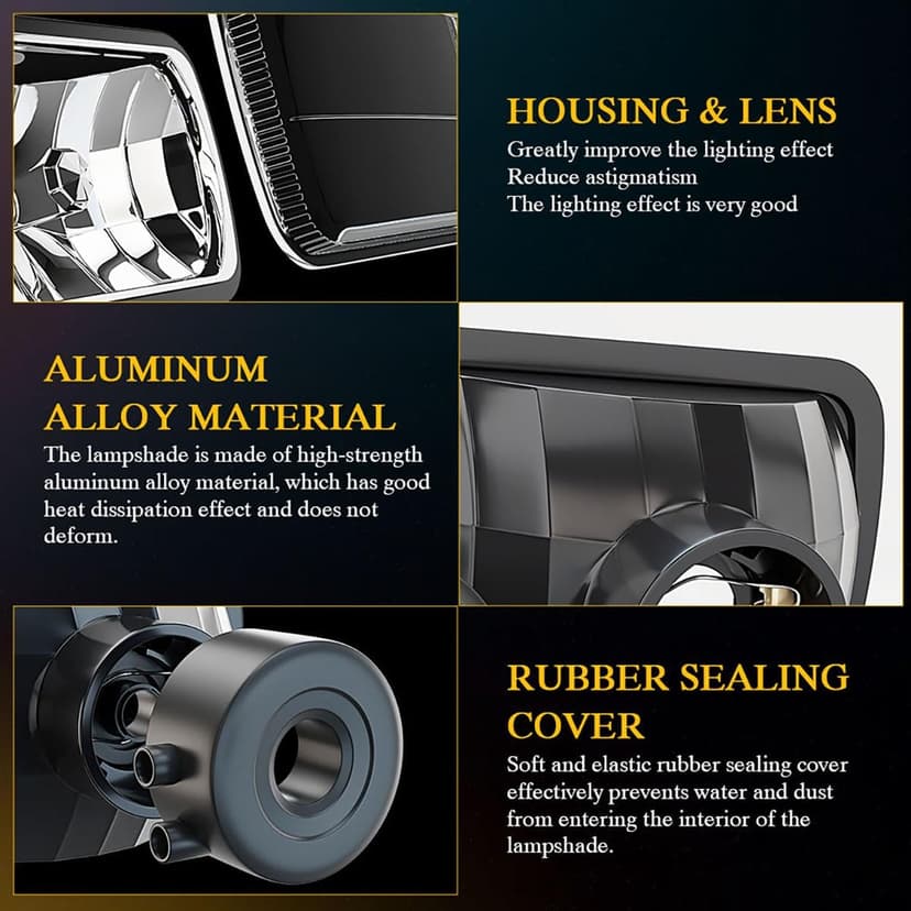 H6054 5x7 7x6 Led Headlights for Off-road, 6000K White High Brightness Headlamp, DOT Approved High Low Sealed Beam, 9003/H4 Light Bulbs with H6054 Glass LED Headlight Housing