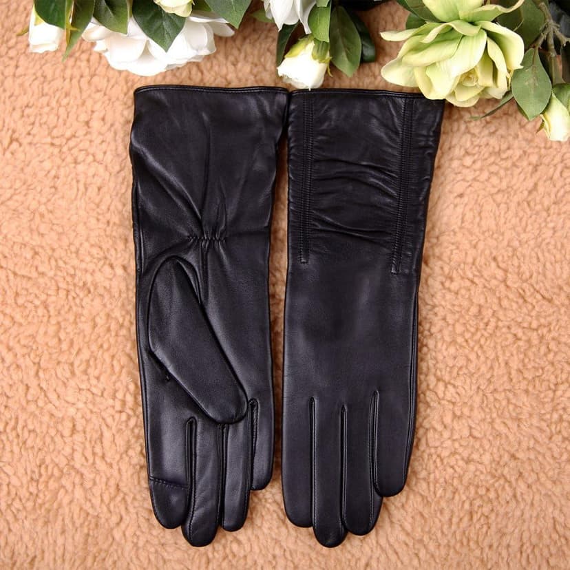 WARMEN Women's Lambskin Touchscreen Texting Leather Gloves Winter Lined Long Sleeves for Iphone Smartphone