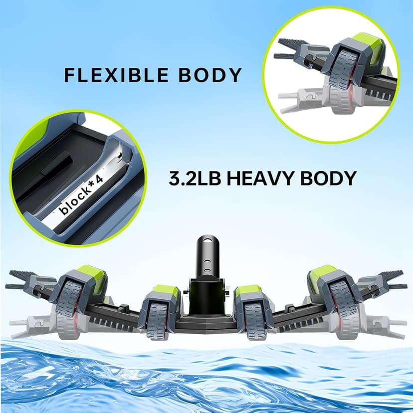 Sepetrel Heavy Duty Pool Vacuum Head with Wheels & Aluminum Handle, Professional Weighted Flexible Vacuum Head