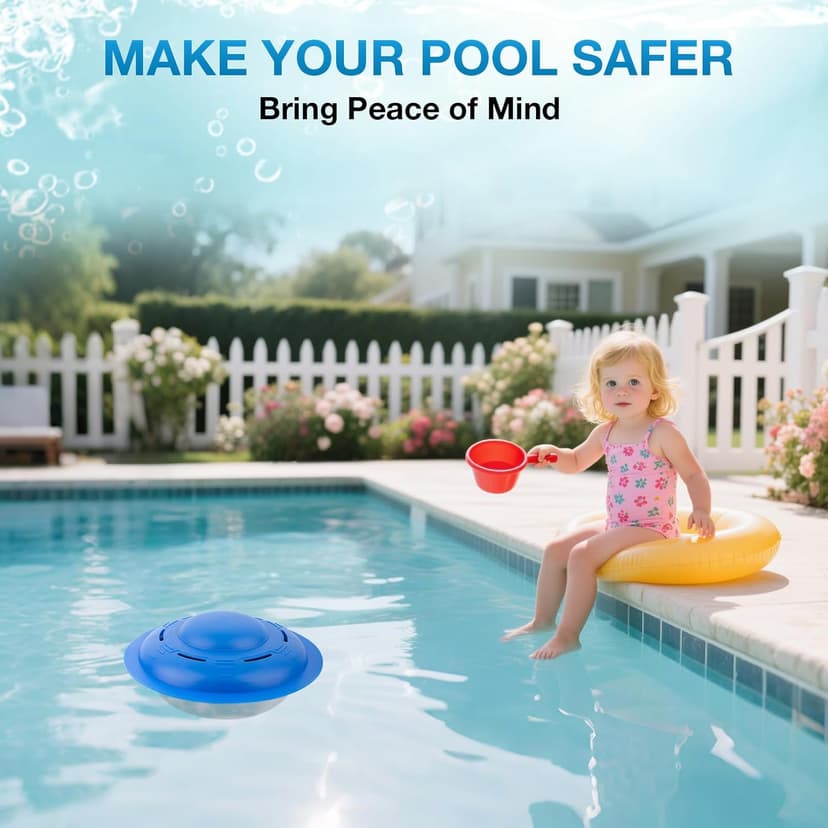 Pool Alarm, Pool Alarm for Inground & Above Ground Pools, Loud Pool Safety Alarms on Home and Pool Units, Helps Protect Kids or Pets, Easy Installation with Adjustable Sensitivity, Blue
