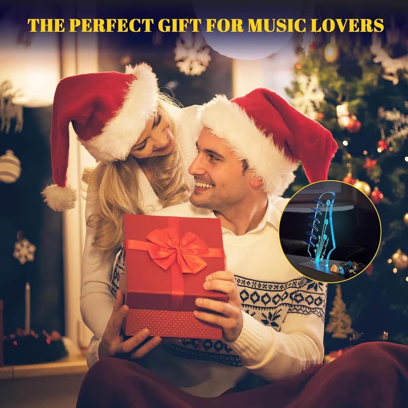 Wooden Guitar Pick Holders Music Gift for Men Guitar Music Lovers Players Guitarist, Guitar Accessories NZNDB Light Up Guitar Pick Holder for Picks Storage and Display B0DFPMTBMF