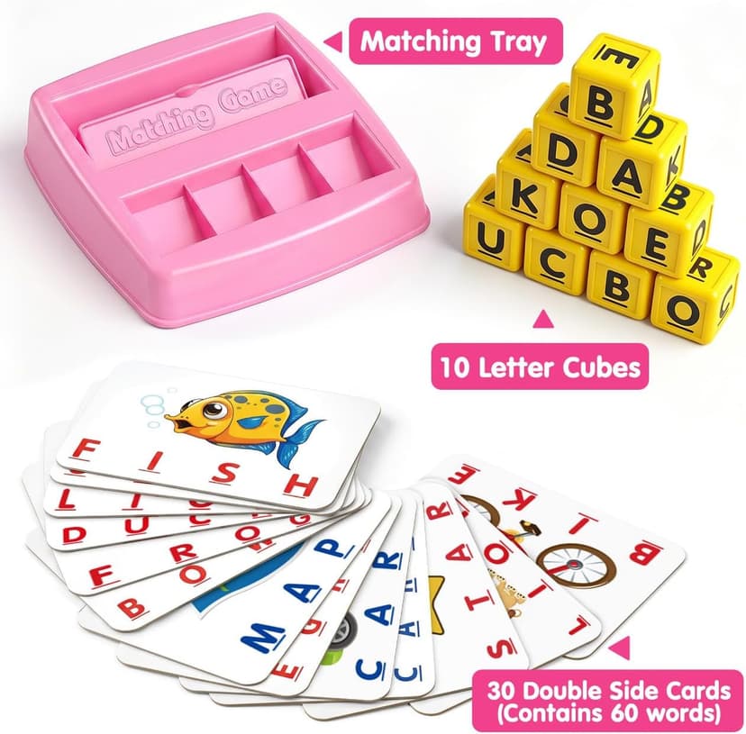 NARRIO Educational Toys for 3 4 5 Year Old Girl, Matching Letter Game Puzzles for Kids Ages 4-6, Preschool Learning Toys for Toddlers 2-4 Year Old Girl Gifts B08NXCK6MY