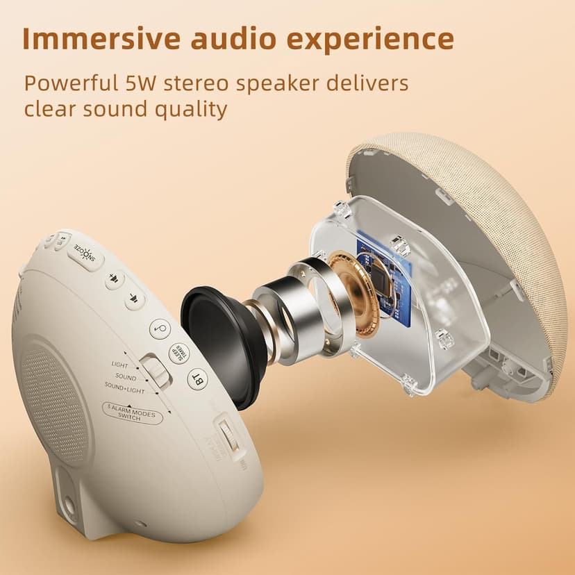 Sunrise Alarm Clock White Noise Machine: Natural Wake Up Light - Dimmable Clock with Bluetooth Speaker for Bedroom - 25 Sleep Sounds for Baby Adults Kids Putty