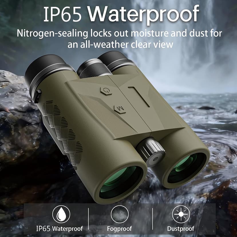 Rangefinder Binoculars for Hunting, 1968 Yard Long Range Laser Rangefinding 10x42mm, Fast 0.15s IP65 Waterproof ±0.5m Accuracy Range Finder Built in for Hunter/Outdoors