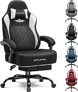 GTPLAYER Big and Tall Gaming Chair Breathable Fabric Computer Chair with Strong Lumbar Support, Comfortable Office Chairs with Pocket Spring Cushion, High Back Ergonomic Desk Chairs with Footrest