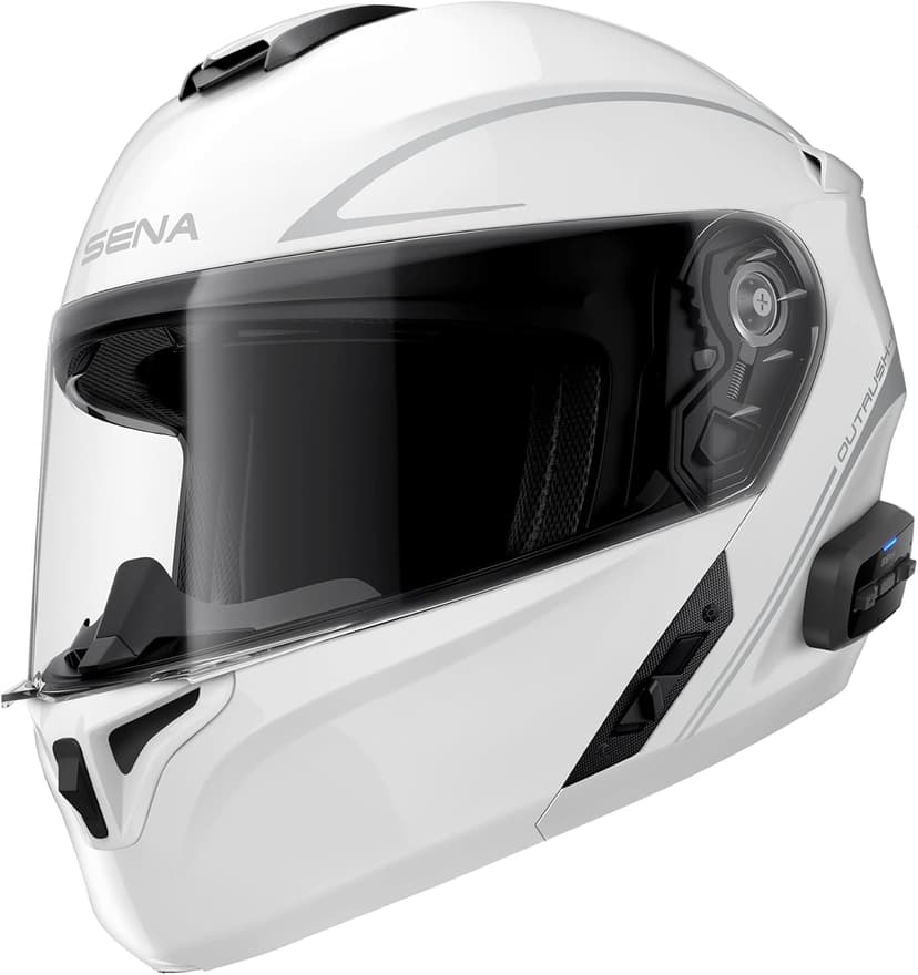 Sena Outrush R Bluetooth Modular Motorcycle Helmet with Intercom System (Gloss White, M)