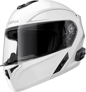 Sena Outrush R Bluetooth Modular Motorcycle Helmet with Intercom System (Gloss White, M)