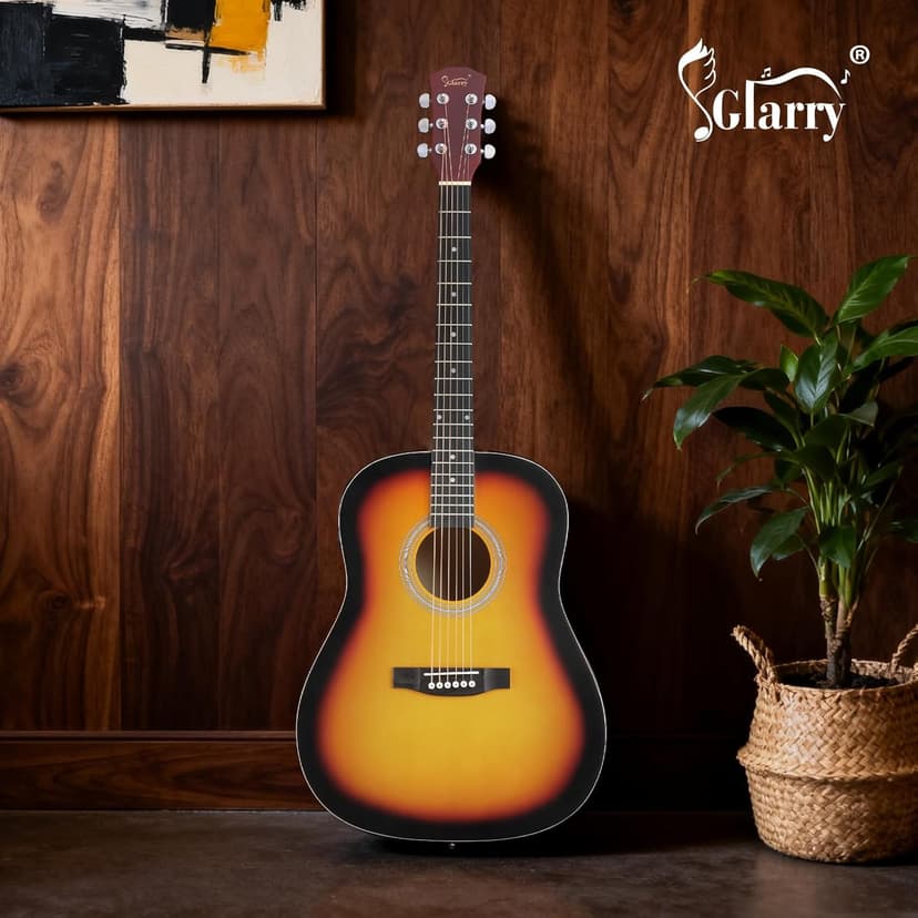 GLARRY 41in Full Size Acoustic Electric Guitar Beginner Kit with 15W Amp, 5-band EQ Dreadnought Design 6 Strings Electric Acoustic Guitar with Bag, Strap, Picks, Strings, Wrench, Sunset Color