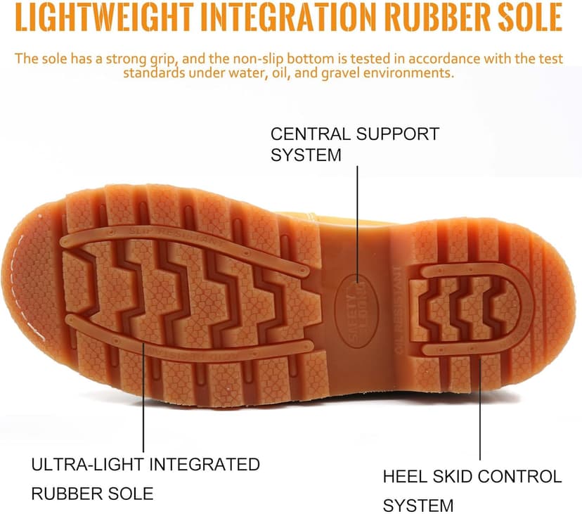 SAFETY LOONG Work Boots for Men Waterproof Soft Toe Non Slip Comfortable Leather Workboots