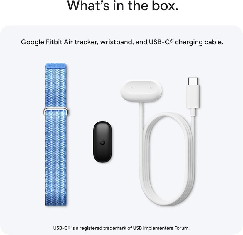 Google Fitbit Air - Screenless Activity Tracker with Fitness, Heart Rate, and Sleep Tracking - Personalized AI-Powered Coaching - Up to 7 Days’ Battery Life - Works with iOS and Android - Obsidian