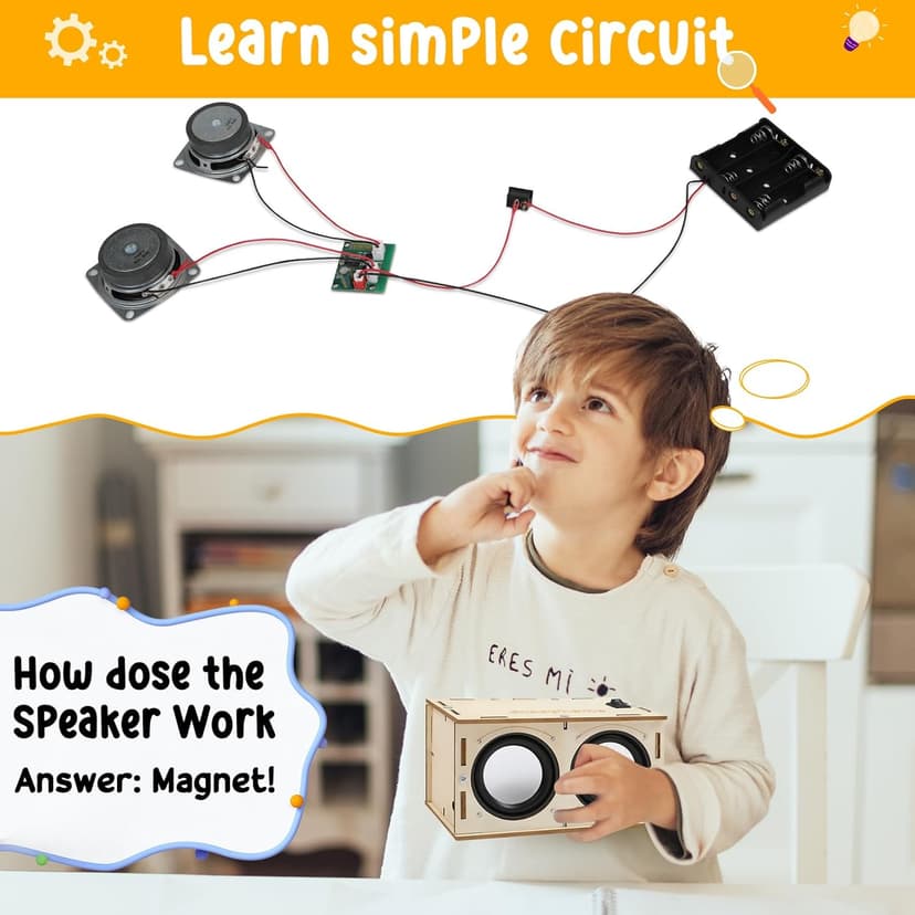 Stem Projects Toys for Boys age 8-12 12-14 Science Kit Building Own Bluetooth Speaker & FM Radio DIY Electronics Kit Science Experiments Kid 9-12 Boy Toys Birthday Gift 8 9 10 11 13 Year Old Teen Girl
