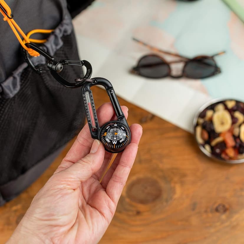 Sun Company TempaComp - Ball Compass and Thermometer Carabiner | Hiking, Backpacking, and Camping Accessory | Clip On to Pack, Parka, or Jacket