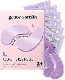 grace & stella Retinol Under Eye Patches for Puffy Eyes & Dark Circles - Restoring Gel Under Eye Masks with Hyaluronic Acid - Christmas Gifts for Teens, Birthday Gifts for Women (Purple, 24 Pairs)