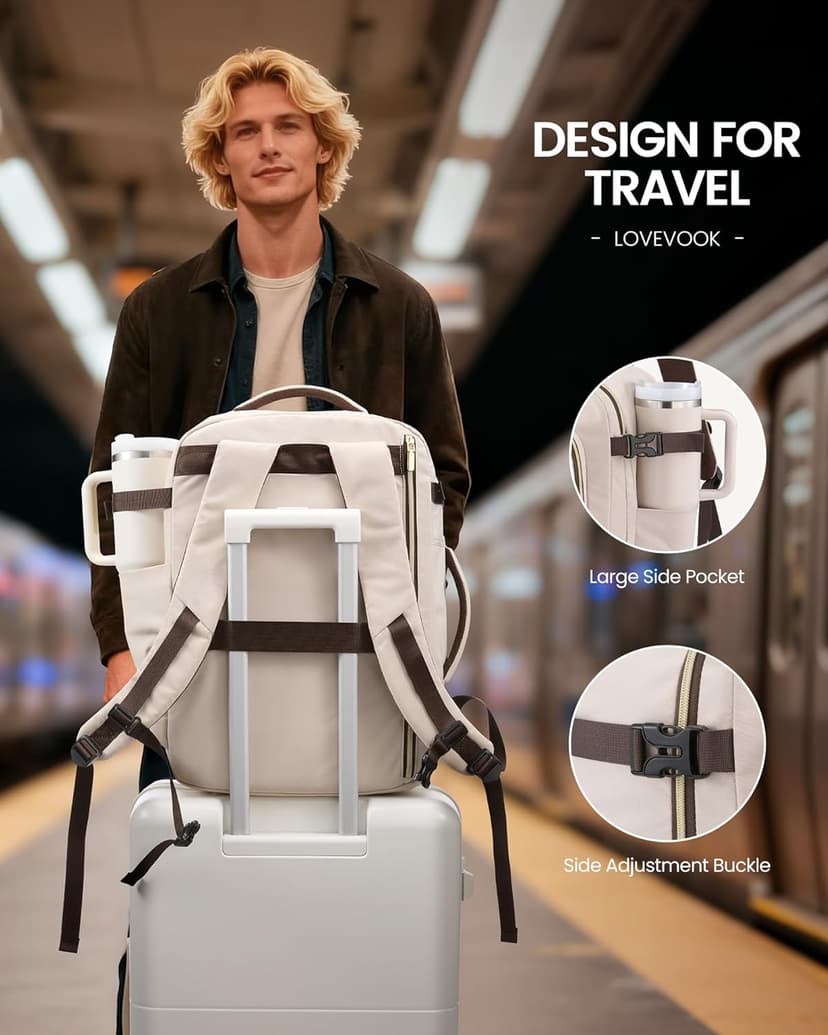 LOVEVOOK 40L Travel Backpack for Women Men with Garment Bag, Airline Approved Carry on Luggage Travel Essentials with 3 Packing Cubes, TSA Overnight Bags Weekender Essentials Backpacks fits 17" Laptop