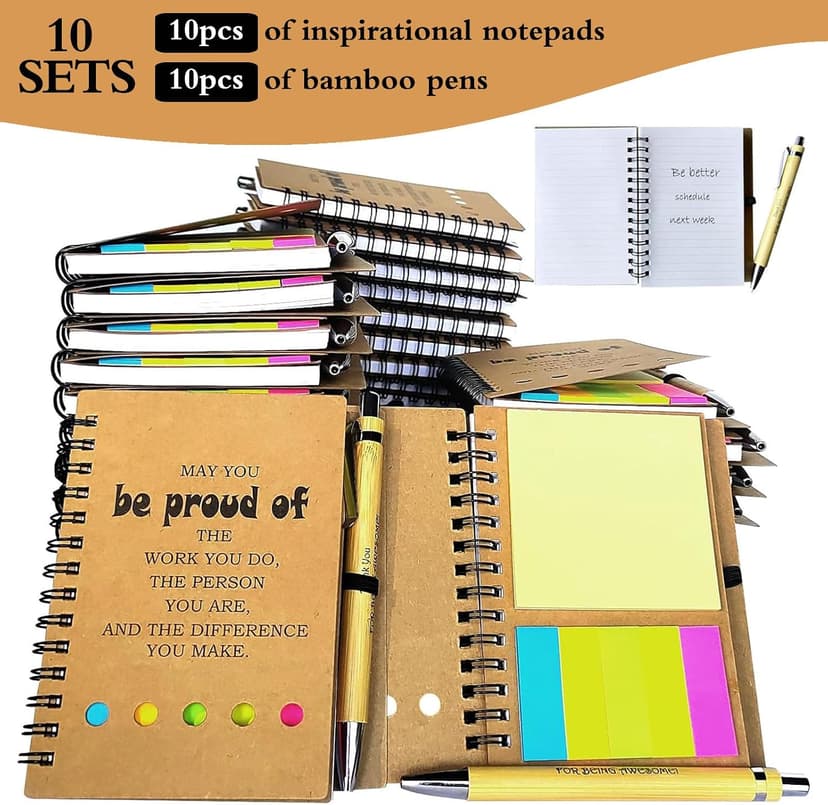 2026 Inspirational Spiral Notebook 10 Sets Portable Employee Appreciation Gifts Bulk Journals with Sticky Note Pen for Teachers Students Friends Colleagues Volunteer Nurse and Family Thank You Gifts B0DPKGP4F4