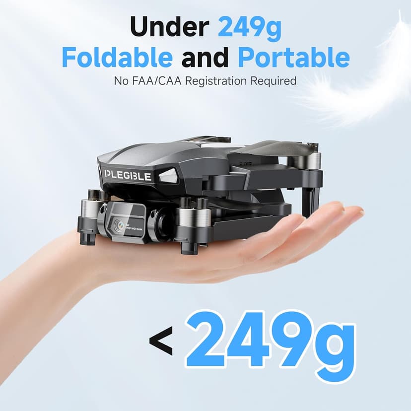 PLEGBLE Drones with Camera for Adults 4K, FPV Drone for Kids Beginners, Foldable RC Quadcopter with 3 Batteries 45 Mins Long Flight Time, Brushless Motor, One Key Start, Toys Gifts for Boys Teen Men
