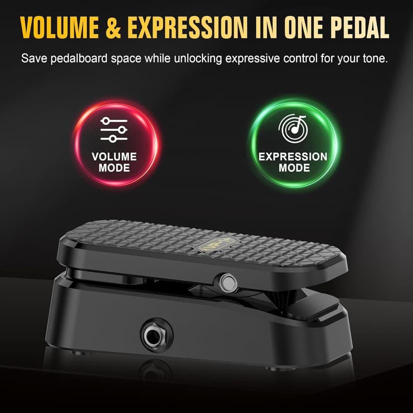 Volume Expression Pedal for Electric Guitar – Dual-Function Passive Foot Controller, No Power Required, Silent Operation, Non-Slip Design, 1/4” Input/Output for Effects and Pedalboards