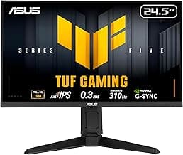 ASUS TUF Gaming Series 5 24.5” 1080P Gaming Monitor (VG259QMRL5A) - Full HD, Fast-IPS Panel, 310Hz, 0.3ms, DisplayHDR400, 99% sRGB, Height Adjustable, DisplayWidget, Gaming AI, 3 yr Warranty
