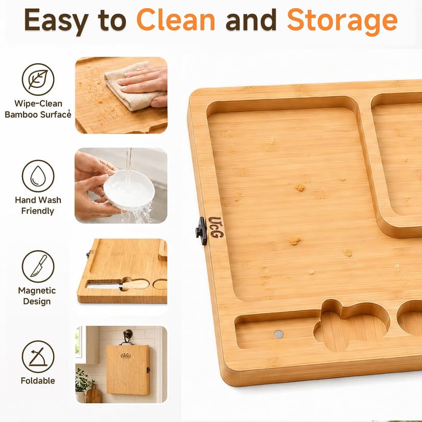 Charcuterie Board Gifts for Women: Bamboo Folding Cheese Board with Knife Set - Unique White Elephant Gift, Birthday Party House Warming Gift for Housewife