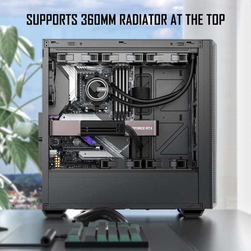 Antec P7 S, 4 x 120mm PWM Fans Included, Dual Side Front Mesh Intake, 360mm Top Radiator Support, Type-C 3.2 Gen 2, Sound-Dampening Side Panels, Mid-Tower ATX PC Case