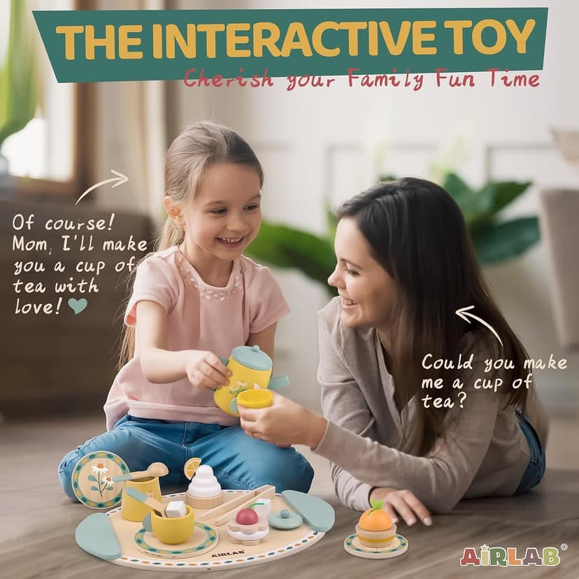 Wooden Play Food Toy Sets for Kids Kitchen Accessories Age 3 4 5 6 Wood Educational Toys Tea Sets for 3-5 Girl Birthday Gift 3 Year Old Princess Party B0CQ2PFTXC
