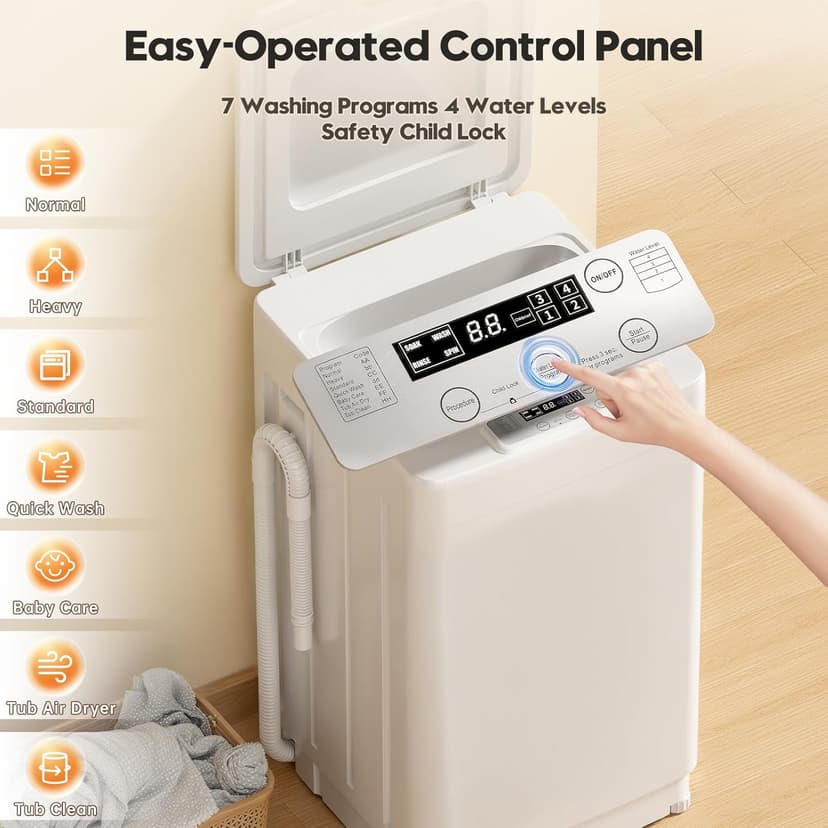 Auertech Portable Washer and Dryer Combo Set, 1.8 CU.FT Portable Clothes Dryers with Boot Dryer, 18 lbs Fully Automatic Washing Machine, 7 Wash Cycles, Compact Washer and Dryer for Apartment, RV, Dorm