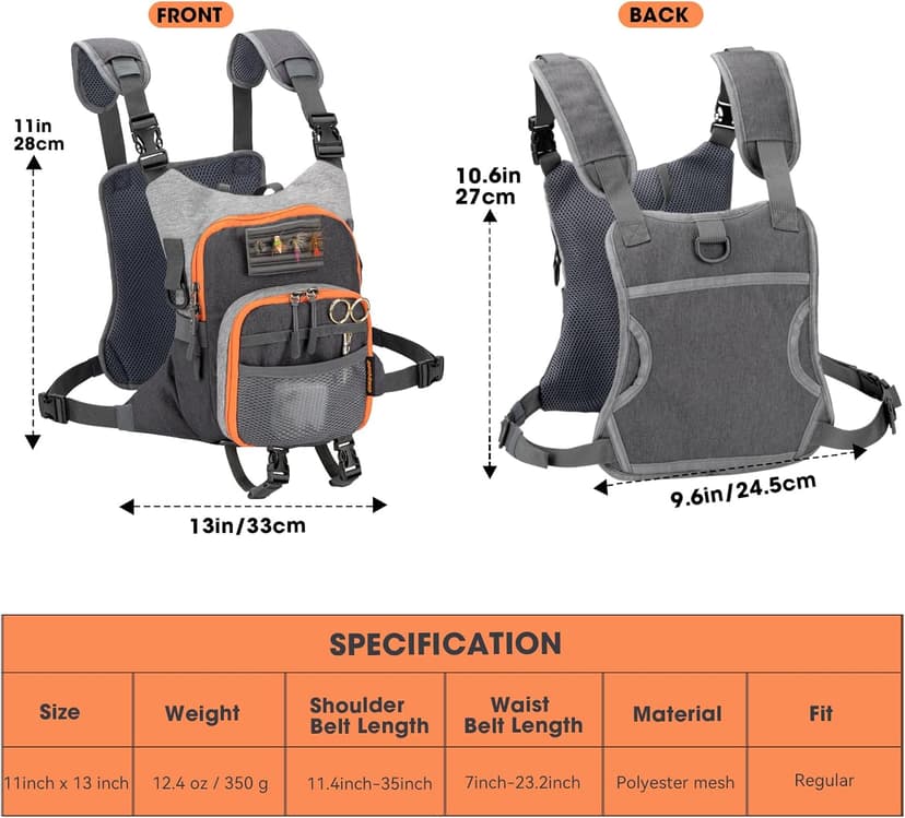 QualyQualy QulayQualy Fly Fishing Pack - Chest Pack with Work Station Lightweight Tackle Fishing Bag with Quick-Release