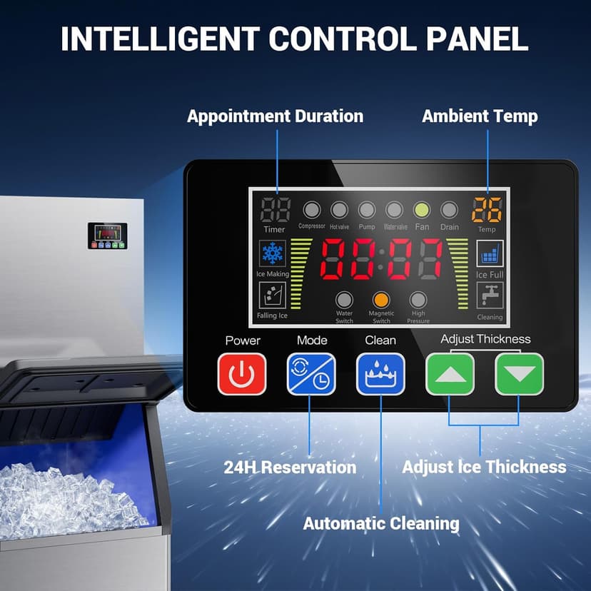 Commercial Ice Maker, 760 LBS/24h with 560 LBS Storage Bin, 156 Ice Cubes Ready in 5-15 min, Self Cleaning Stainless Steel Industrial Ice Machine for Bar Restaurant Cafe
