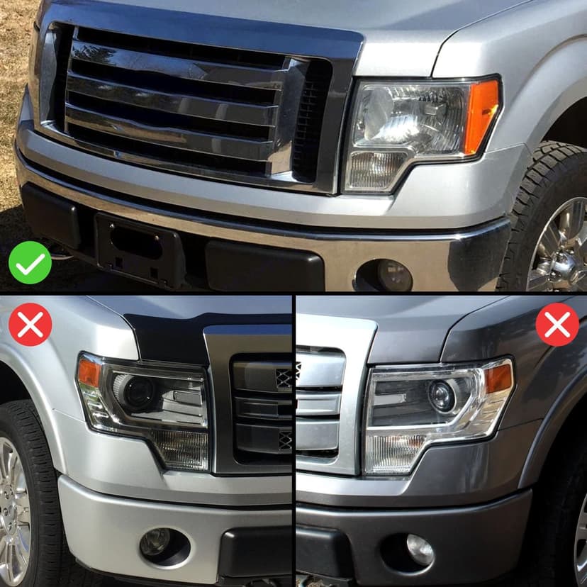 AmeriLite for 2009-2014 Ford F150 Truck LED Bar Square Projector Halogen Black Headlights Set High/Low Beam Bulb Included - Driver and Passenger Side