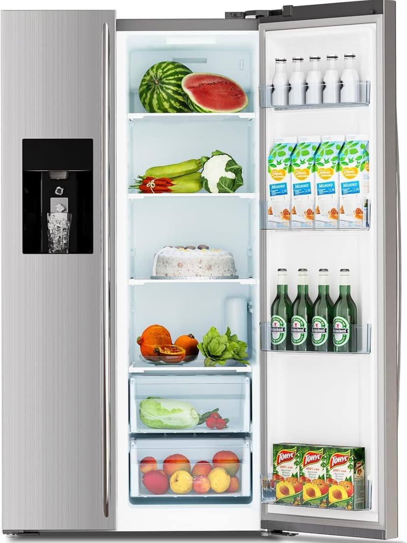 Antarctic Star 20 Cu.Ft French Door Refrigerator, Stainless Steel Fridge with Side Freezer & Water Dispenser, Nugget and Cube Ice Maker, Adjustable Thermostat