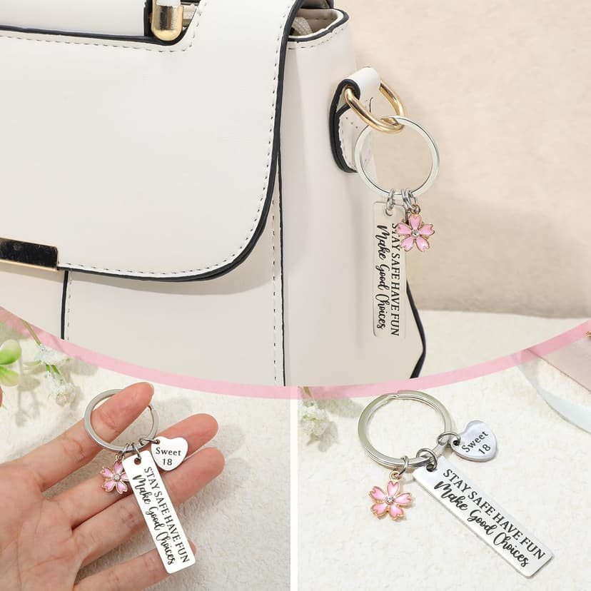 Ouligay 18th Birthday Gift for Girls, 18 Year Old Girl Birthday Gifts, Sweet 18 Gifts Keychain for Girls, 18th Party Decoration Favors for Teen Girl Daughter Sister Best Friend B0FDKSXMC7