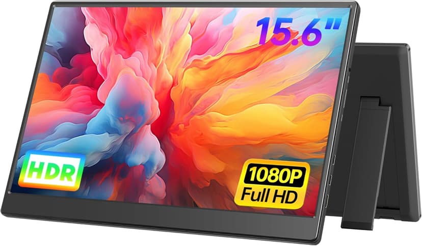 UFYQL Portable Monitor 15.6-inch FHD 1080P Ultra-Slim Travel External Monitor HDR IPS Gaming Display with Kickstand &Speakers USB-C HDMI Plug&Play,for Laptop PC Phone PS4/5 Xbox Switch