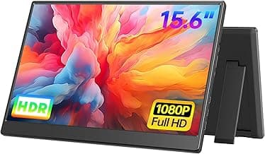 UFYQL Portable Monitor 15.6-inch FHD 1080P Ultra-Slim Travel External Monitor HDR IPS Gaming Display with Kickstand &Speakers USB-C HDMI Plug&Play，for Laptop PC Phone PS4/5 Xbox Switch