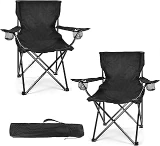 WEIDIORME 2 Pack Lightweight Camping Chairs for Adults & Teens, 250LBS Capacity Foldable Portable Chairs with Carry Bag, Compact Design for Camping, Beach, Picnics, and Outdoor Events