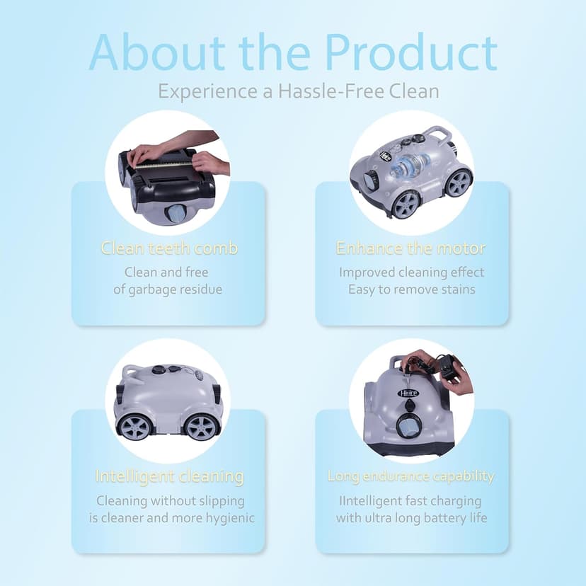 Cordless Robotic Pool Cleaner,Automatic Pool Vacuum Robot for In-Ground/Above Ground Pools,150 Min Runtime, IPX8 Waterproof, 2200 Sq Ft Coverage (Grey)