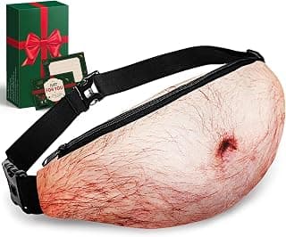 Funny Gifts White Elephant Gifts, Wisedom Gag Gifts Dad Bag Fanny Pack & 3D Beer Belly Waist Pack Waterproof For Women Men Christmas Stocking Stuffers for Men (Thin Hair)
