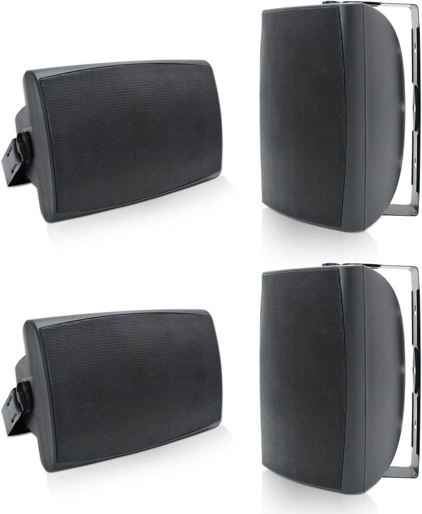 Herdio 6.5 Inch 800W Outdoor Bluetooth Speakers Wired Waterproof with Multifunctional Amplifier, Wall Mount Speaker for Patio Home Poolside Deck Backyard(2 Pairs,Black)