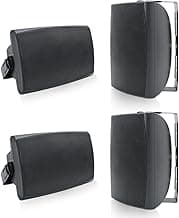 Herdio 6.5 Inch 800W Outdoor Bluetooth Speakers Wired Waterproof with Multifunctional Amplifier, Wall Mount Speaker for Patio Home Poolside Deck Backyard(2 Pairs,Black)