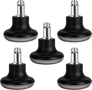 Bell Glides Replacement Office Chair Feet Swivel Caster Wheels to Fixed Stationary Castors, Short Profile with Separate Self Adhesive Felt Pads Black 5pcs