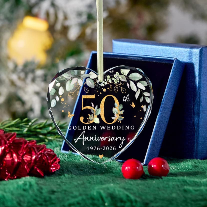 Marriage Gifts for Parents,50th Anniversary Marriage Gifts for Couple Golden Wedding Decorations,Golden Wedding Gift 50th wedding anniversary gifts,Happy 50th Anniversary Ornament B0H1WN27QW