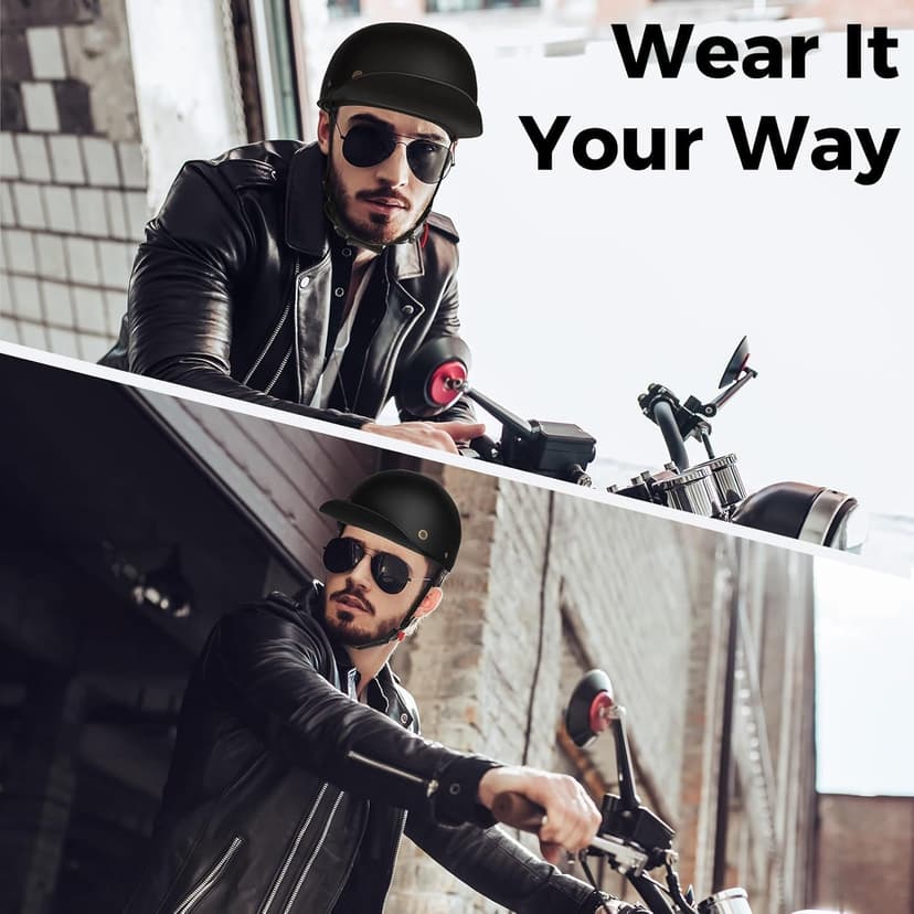 Yesmotor Motorcycle Baseball Helmet - Retro Baseball Style Cap for Unisex-Adult, DOT Approved