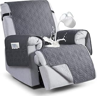 VANSOFY 100% Waterproof Recliner Chair Covers, Recliner Cover Non-Slip Dog Chair Cover Furniture Protector Washable Slipcover with Pocket, Elastic Straps for Pets, Dogs(Dark Gray, 23.6")