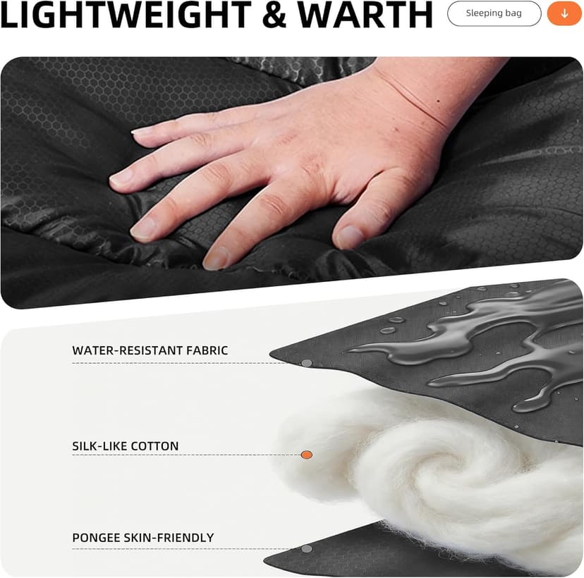 Sleeping Bags for Adults Cold Warm Weather,Backpacking Compact Lightweight Camping Sleeping Bag with Compression Sack for Kids,Camping Essentials Gear for Hiking,Travel,Climb,Outdoor, Indoor
