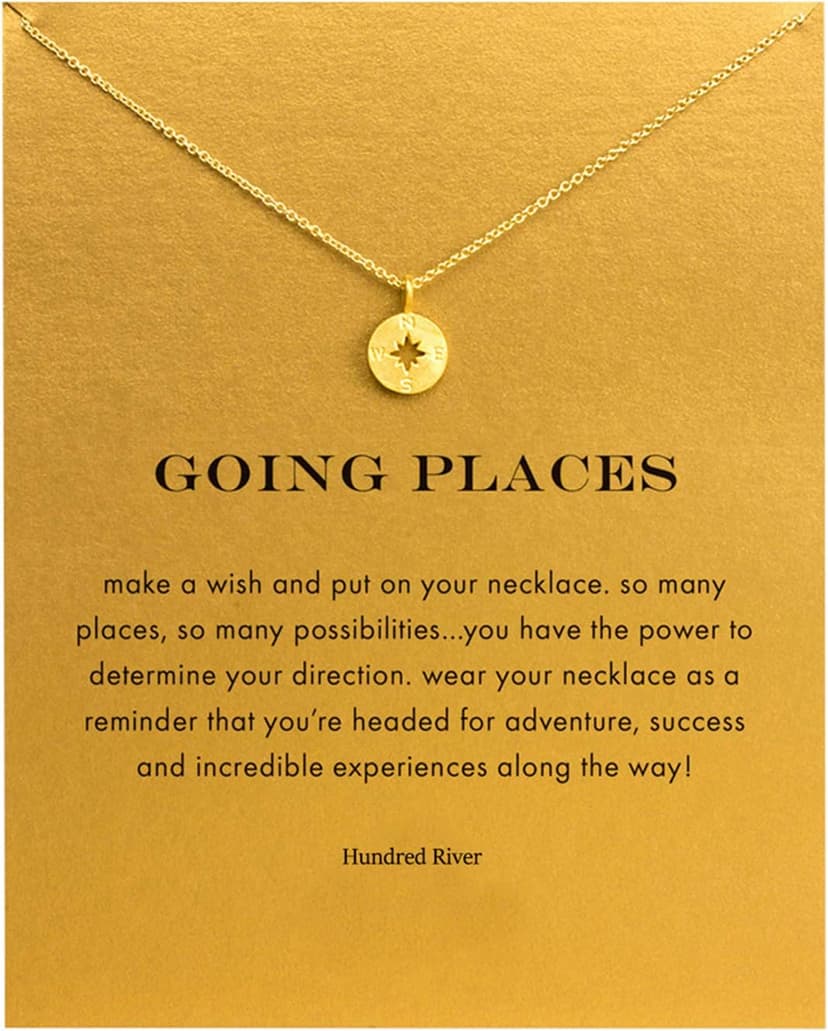 Baydurcan Friendship Anchor Compass Necklace Good Luck Elephant Pendant Chain Necklace with Message Card Gift Card