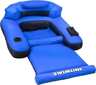 SWIMLINE ORIGINAL Fabric Covered Pool Float Mattress Ultimate Lounger Raft For Adults & Kids | Back, Leg, & Arm Rests, Cup Holder, & Quick-Dry Cover For Adult Or Kid Floating & Lounging 9047