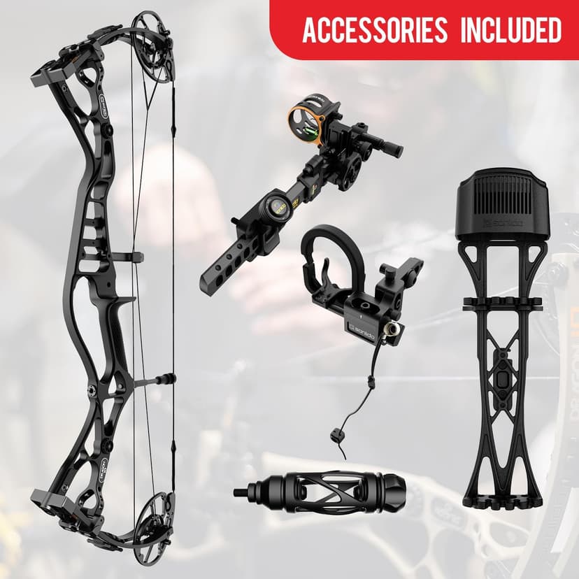 Sanlida Dragon 10 Flagship Top of The Line Hunting Compound Bow Kit for Adults, Standard Hunting Bow for Adults and Advanced Archers, IBO Speed 340 FPS, Limited Life-time Warranty, RH Only