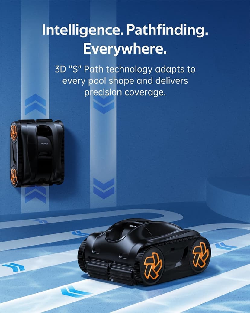 iGarden 4-in-1 Robotic Pool Cleaner, 3.6H Cordless Pool Vacuum for Inground & Above Ground Pools, Touchscreen & APP Control, Smart Navigation & Self-Parking, Cleaning Floor, Wall & Waterline, Black