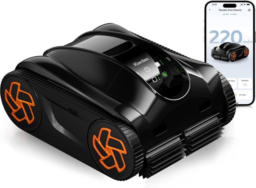 (2025 Upgrade) iGarden Pool Cleaner K36, Cordless Pool Vacuum Robot for Inground & Above Ground Pools, Smart Navigation, 220 Min Runtime, Touchscreen, Self-Parking, Cleans Floor, Wall & Waterline
