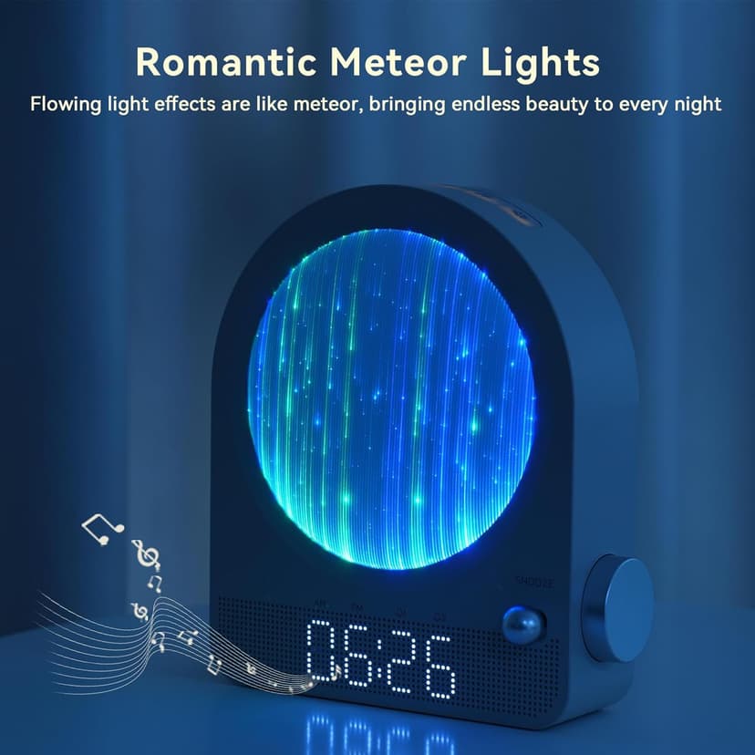 Vivilumens Sound Machine Alarm Clock, Gentle Sunrise Wake Up Light Alarm Clock for Heavy Sleepers Adults, Dimmable Night Light & RGB Meteors Lights Mode, 10 Natural Sounds, Great Gifts for Her