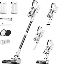 Klarpul Cordless Vacuum Cleaner, 2 Batteries 140 Mins Runtime 600W 50Kpa Stick Vacuum Cordless, Self-Standing Vacuum Cleaners for Home with 2.5H Fast Charging, for Floor/Carpet/Pet Hair, White